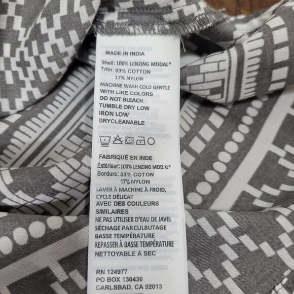 Prana Aleen Semi Sheer Graphic and Lace Top/Shirt w/Cup Sleeves Women's sz M - Picture 5 of 7